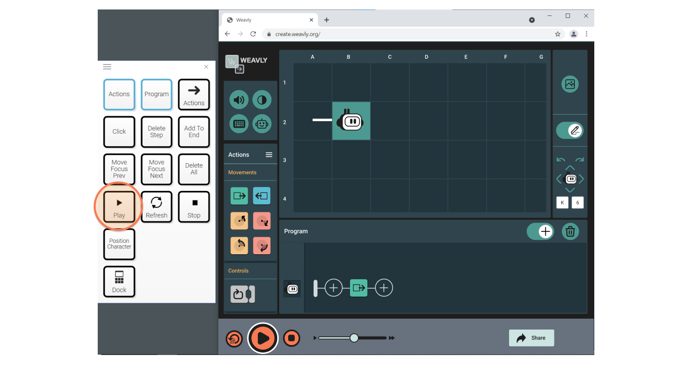Selecting Play key to play the program. Selecting Play key to play the program.